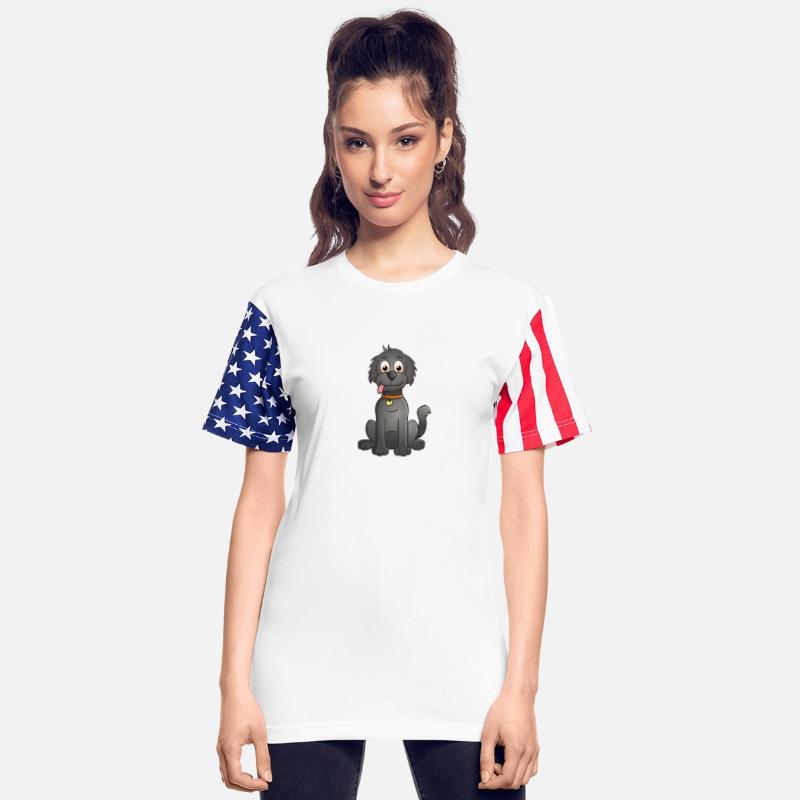 Image of a cheerful black dog in cartoon style.