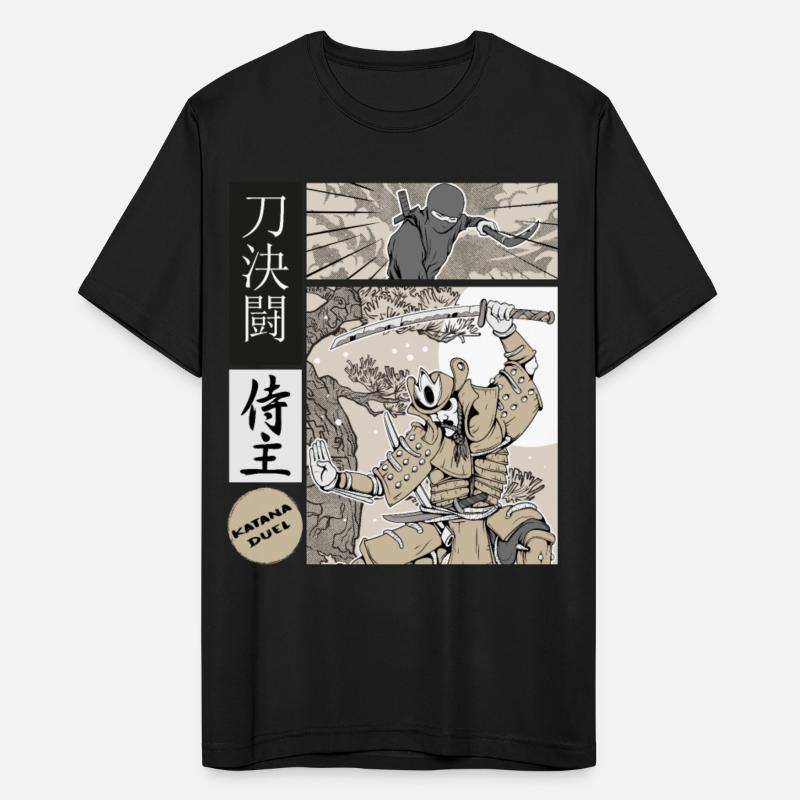 Katana Samurai Vs Ninja Warrior Comic Strip style