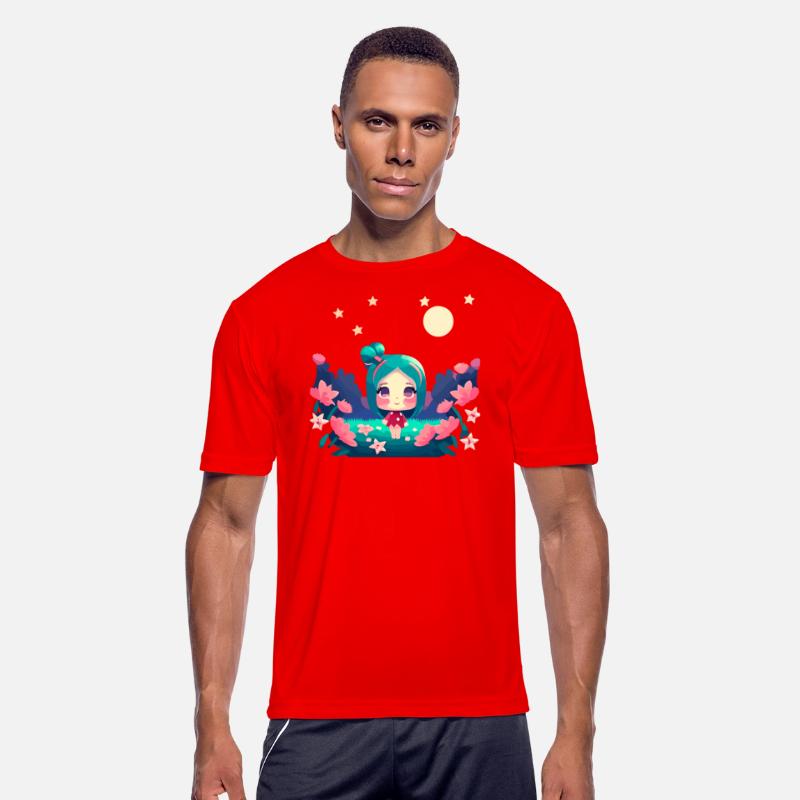 kawaii anime girl pink hair among pink flowers