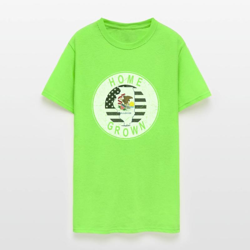 Land Map America US Flag Home Grown Illinois