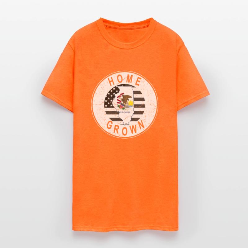 Land Map America US Flag Home Grown Illinois