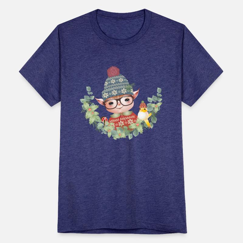 magical sweet Christmas elf with bird