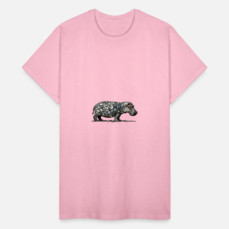 Monochrome Mosaic Hippopotamus -Pebble Art