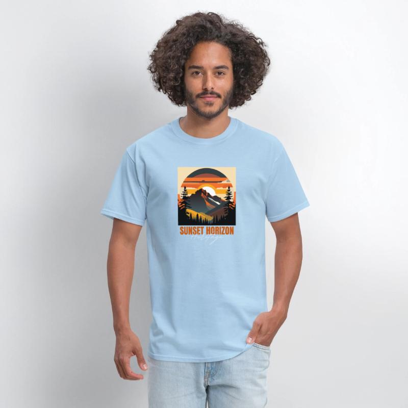 Mountain Illustration T-shirt sunset horizon