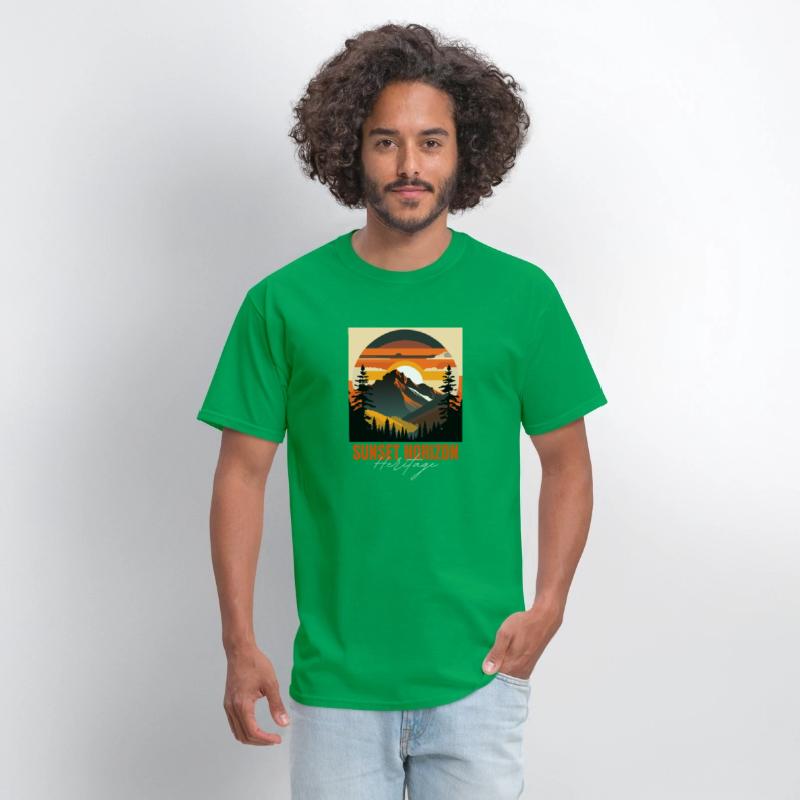 Mountain Illustration T-shirt sunset horizon