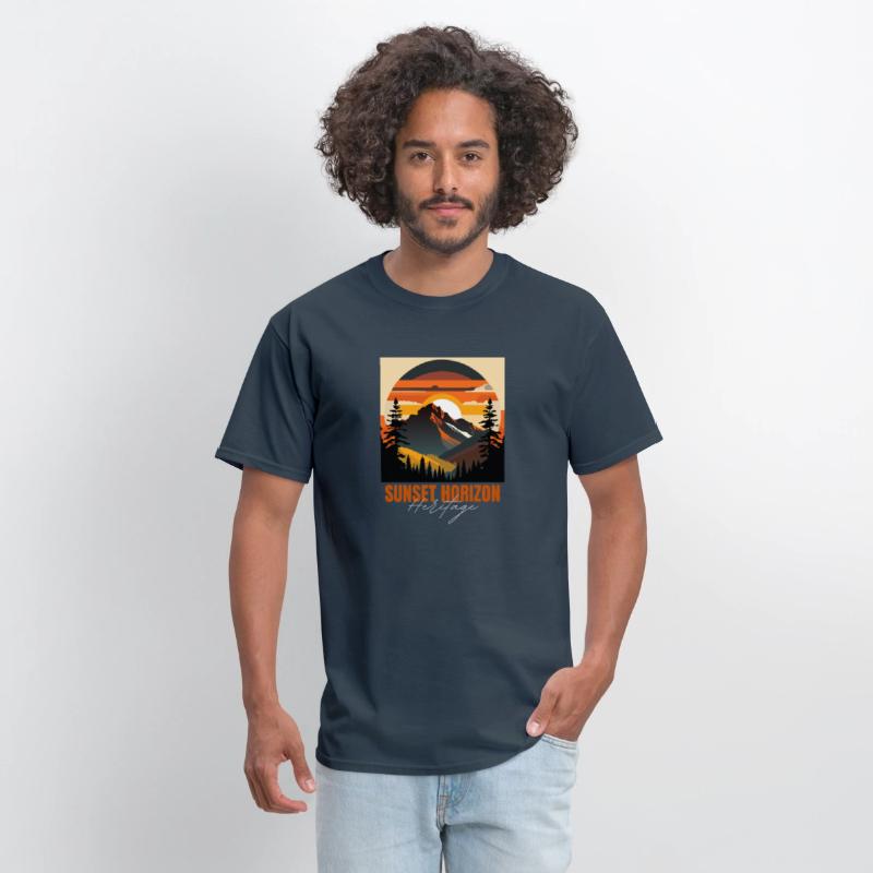 Mountain Illustration T-shirt sunset horizon