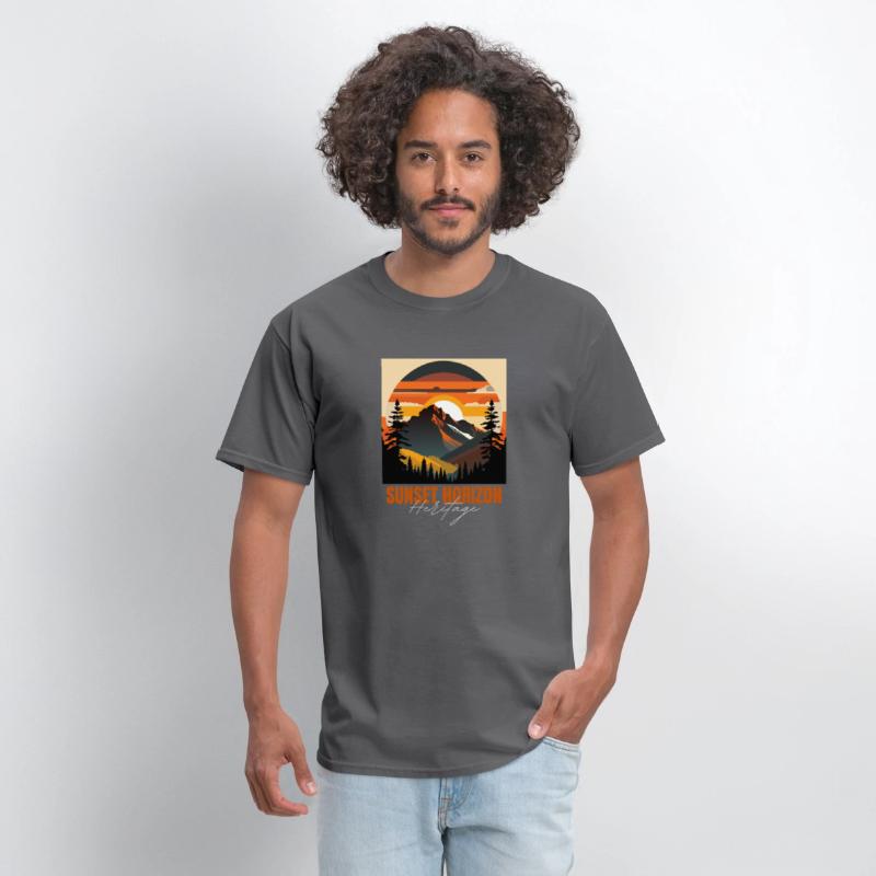Mountain Illustration T-shirt sunset horizon