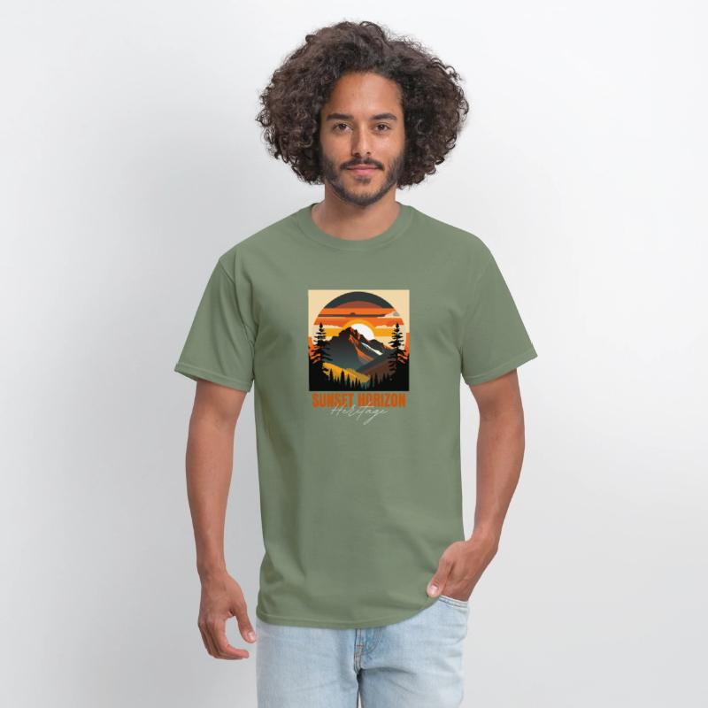 Mountain Illustration T-shirt sunset horizon