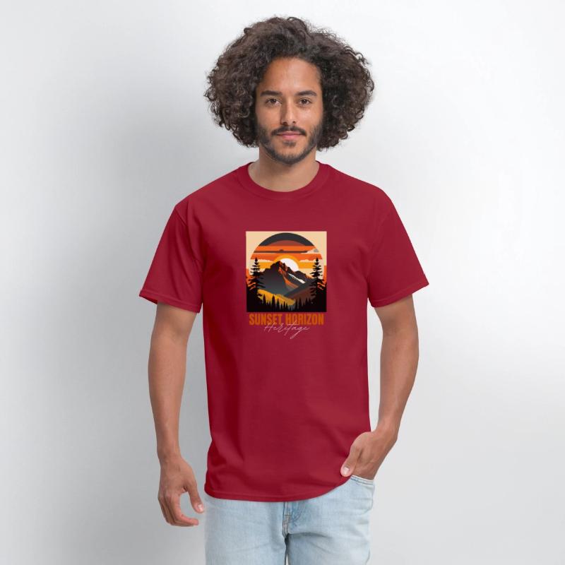 Mountain Illustration T-shirt sunset horizon