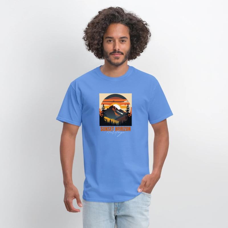 Mountain Illustration T-shirt sunset horizon