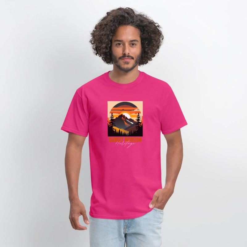 Mountain Illustration T-shirt sunset horizon