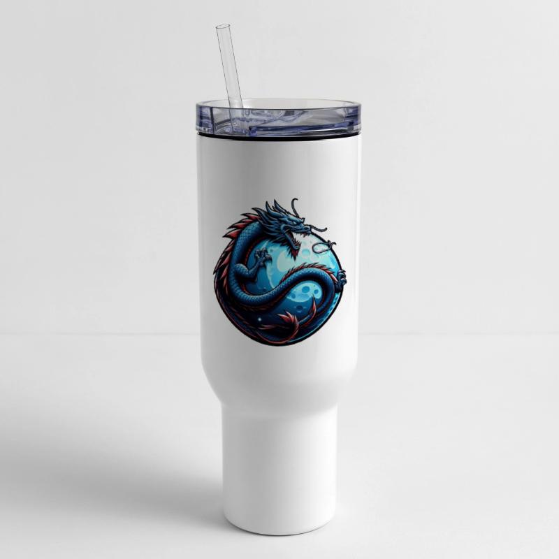 Mystical Blue Dragon Circle Art