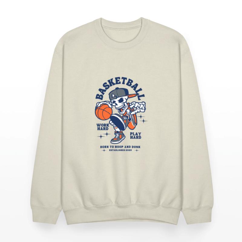 Navy and Orange Illustration Skull Basketball