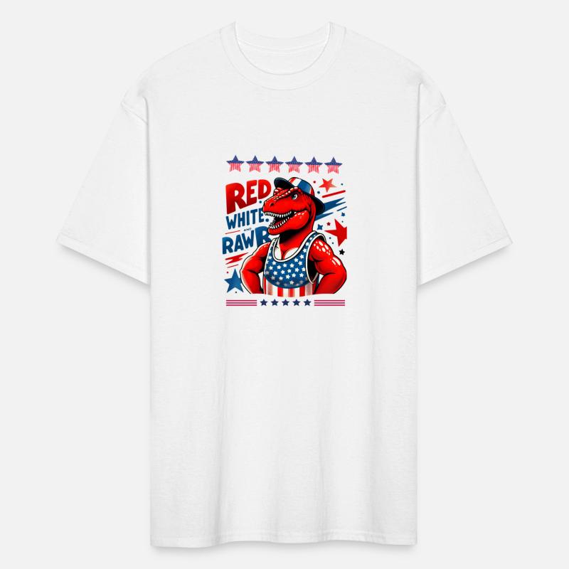 Patriotic Dinosaur T-Shirt American Flag Design
