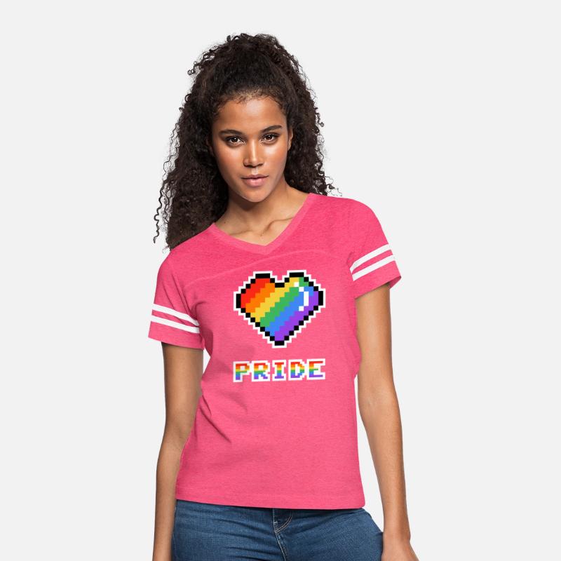 Pixel heart Pride rainbow colored