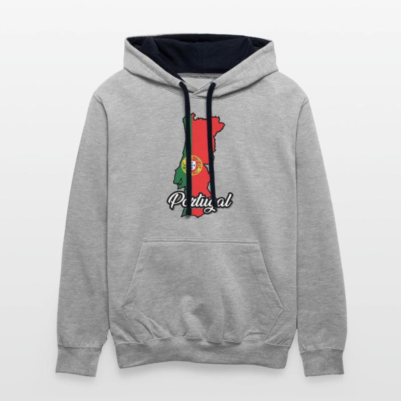 Portugal map in national flag colors.