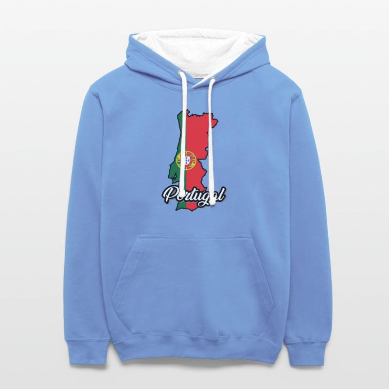 Portugal map in national flag colors.