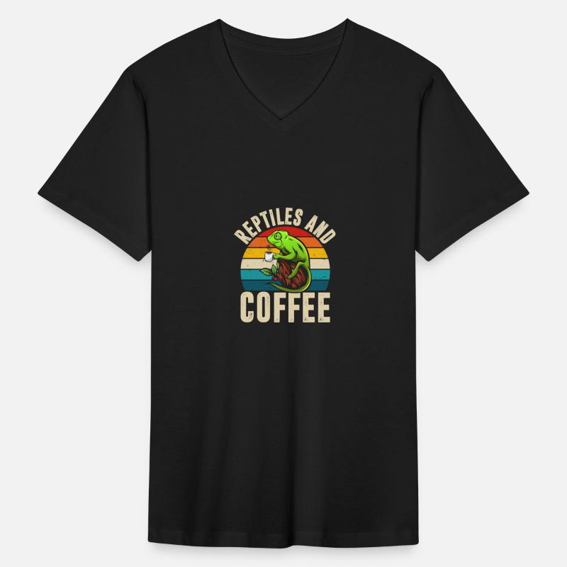 Reptiles and Coffee, Chameleon Retro T-Shirt