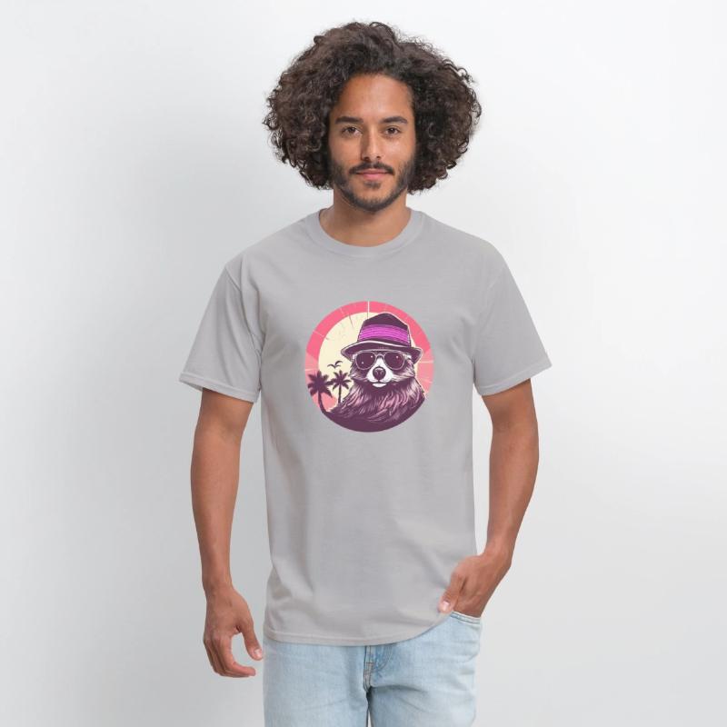 Retro Raccoon 80s 90s Style