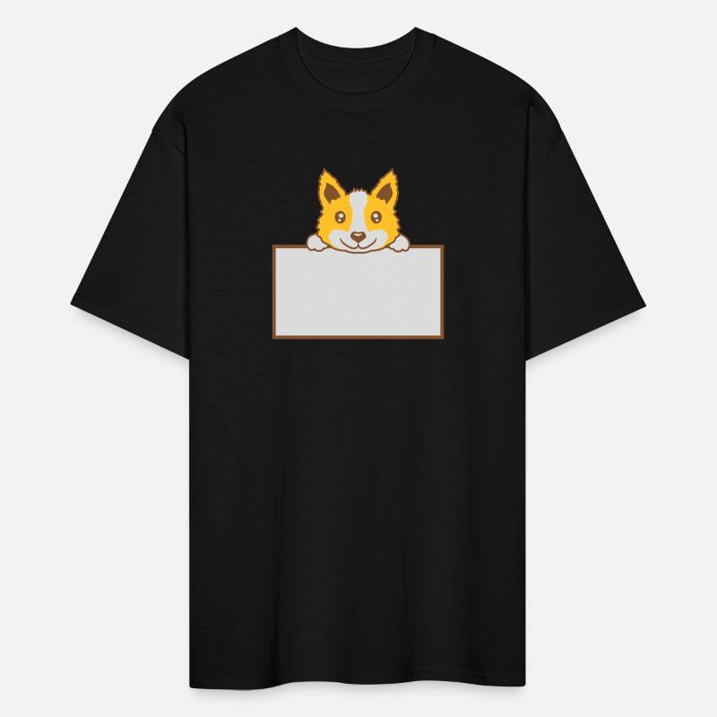 Sign pointing good dog behind wall