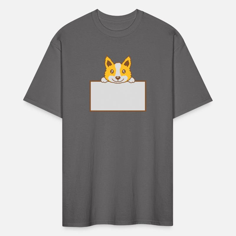 Sign pointing good dog behind wall