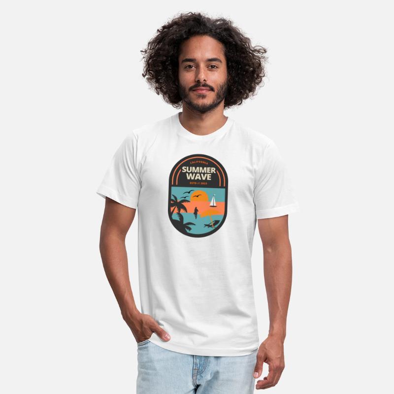 summer wave beach sunset badge graphic