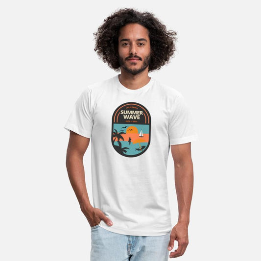 summer wave beach sunset badge graphic