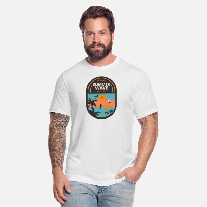 summer wave beach sunset badge graphic