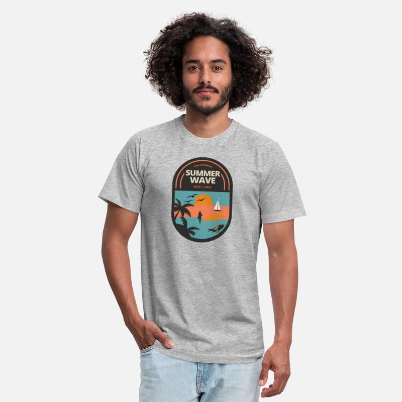 summer wave beach sunset badge graphic