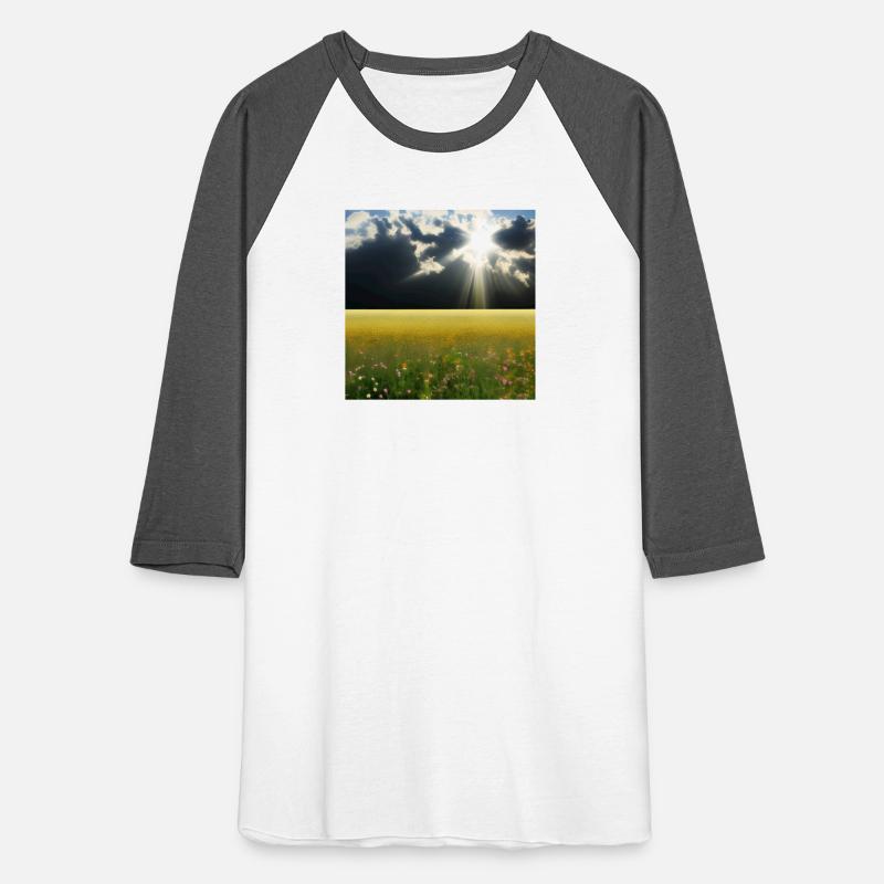 Sunny meadow with fluffy clouds