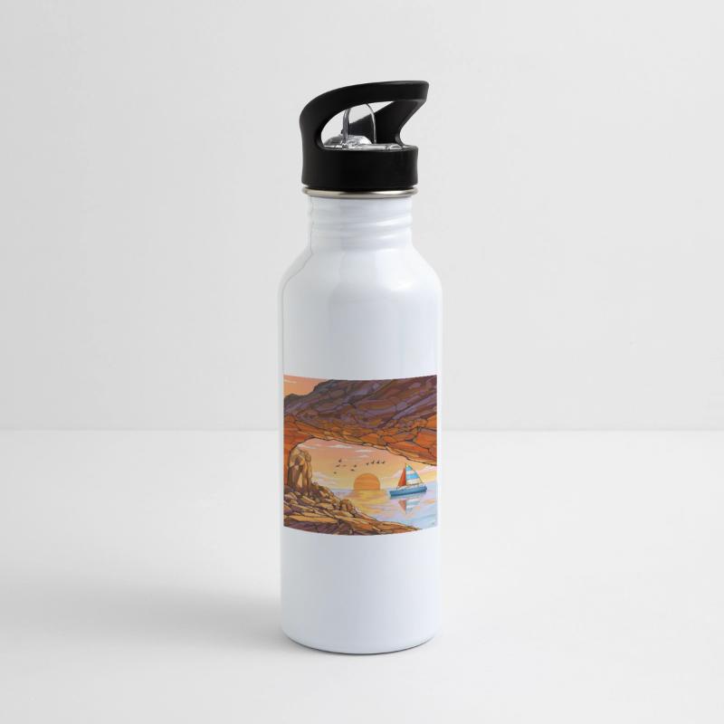 Sunset Cave Scene on Water