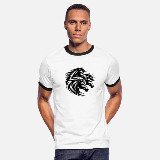 Three Horse Heads With Elegant Wild Manes