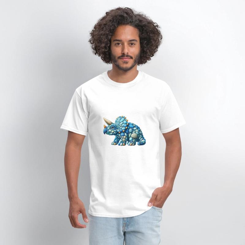 Triceratops Dinosaur in Pebble Art