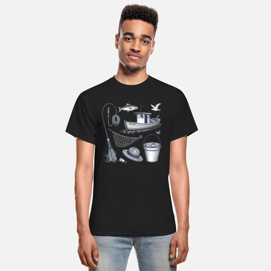 Vector illustration, nautical fishing, black,white