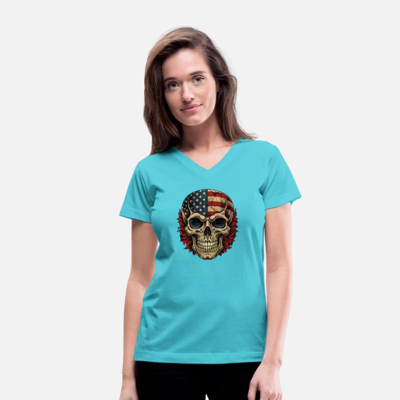 vintage skull, usa flag skull