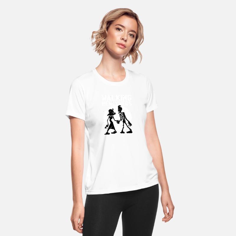 Walking Newlyweds Two Zombies Holding Hands And