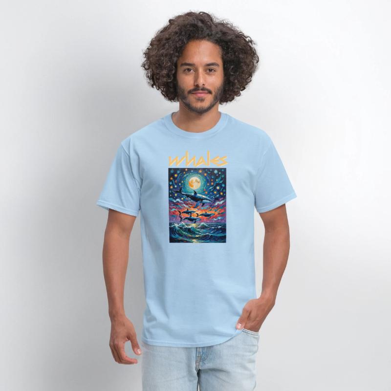 Whales in Moonlight, Sea Mammals, Sea Life