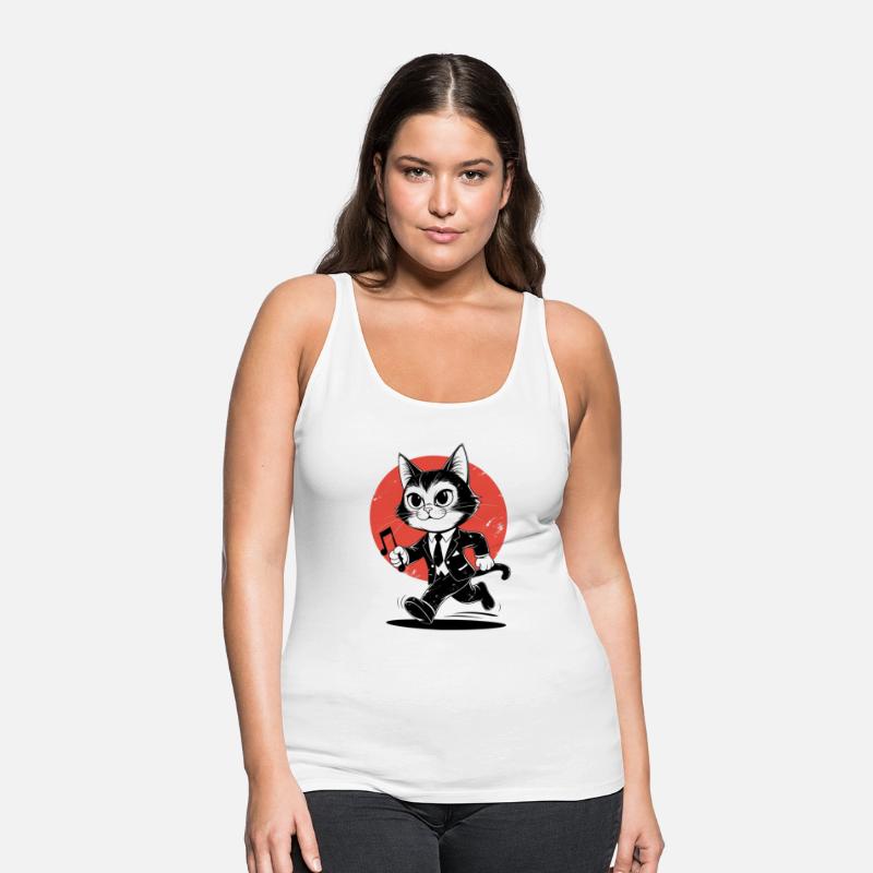 Whimsical Black White Cat Conductor