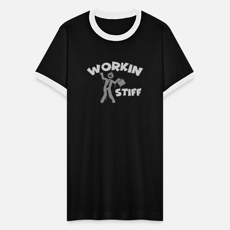 WORKIN STIFF funny zombie blue collar t-shirt